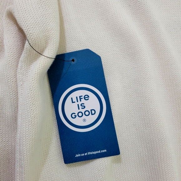 Life Is Good Cotton Blend "Strawberry" Cream Knit Pullover Sweater S - Picture 5 of 8
